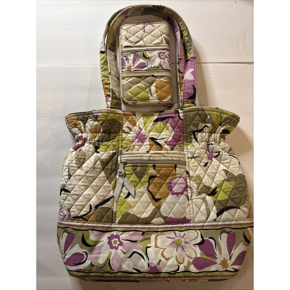 Vtg Vera Bradley Portobello Road Laura Tote Shoulder Bag & Turnlock Wallet Set
